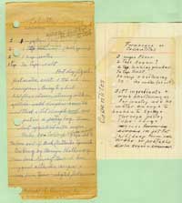 Handwritten recipe of Connie McKnew